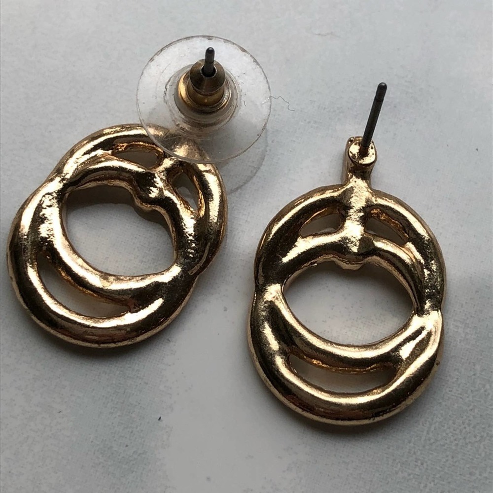 New gold/crystal circle drop earrings j.crew - Picture 3 of 3